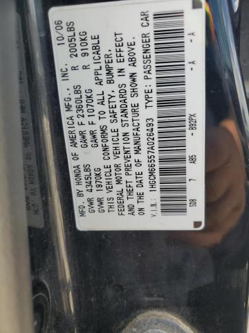 1HGCM66557A026493 - 2007 HONDA ACCORD EX BLACK photo 12