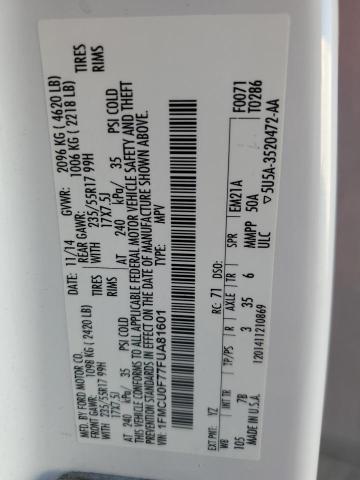 1FMCU0F77FUA81601 - 2015 FORD ESCAPE S WHITE photo 14