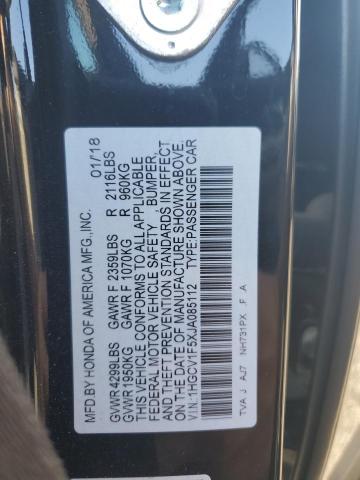 1HGCV1F5XJA085112 - 2018 HONDA ACCORD EXL 黑色 照片 13