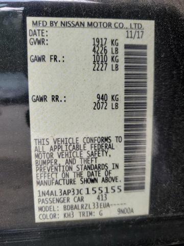 1N4AL3AP3JC155155 - 2018 NISSAN ALTIMA 2.5 შავი ფოტო 12