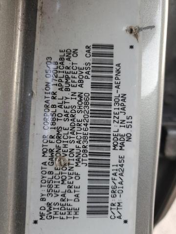 JTDBR38E642023860 - 2004 TOYOTA COROLLA CE 灰色 照片 12