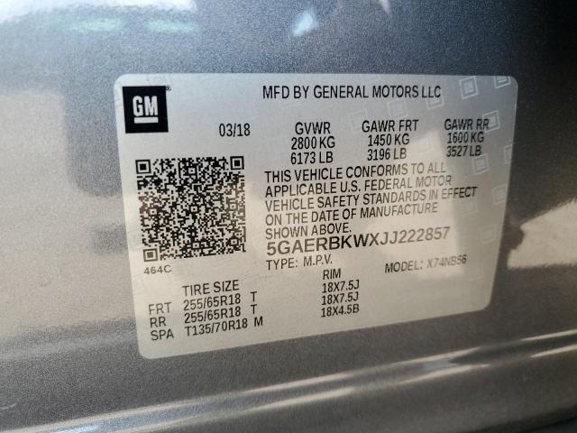 5GAERBKWXJJ222857 - 2018 BUICK ENCLAVE ESSENCE 灰色 照片 13