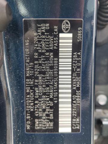 4T1G11AK5LU890988 - 2020 TOYOTA CAMRY SE BLACK photo 20