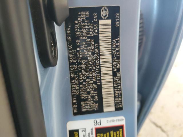 4T1BF1FK9CU559612 - 2012 TOYOTA CAMRY BASE Bleu photo 13