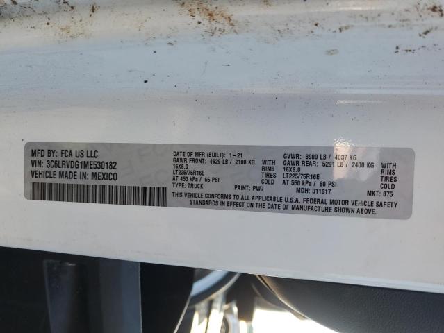 3C6LRVDG1ME530182 - 2021 RAM PROMASTER 2500 HIGH თეთრი ფოტო 13