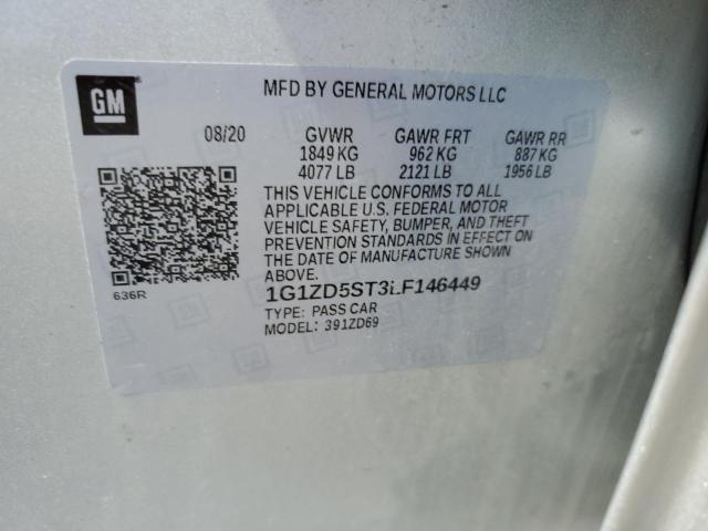 1G1ZD5ST3LF146449 - 2020 CHEVROLET MALIBU LT SILVER photo 12