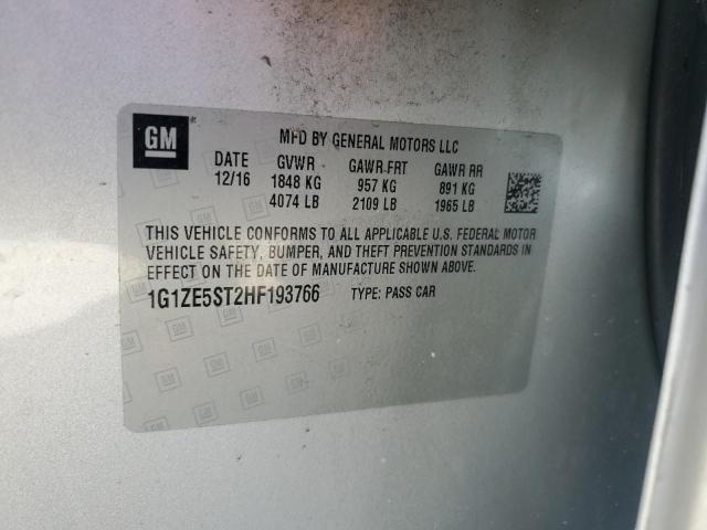 1G1ZE5ST2HF193766 - 2017 CHEVROLET MALIBU LT 银色 照片 12