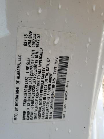 5FNRL6H94JB104725 - 2018 HONDA ODYSSEY ELITE Weiß Foto 13