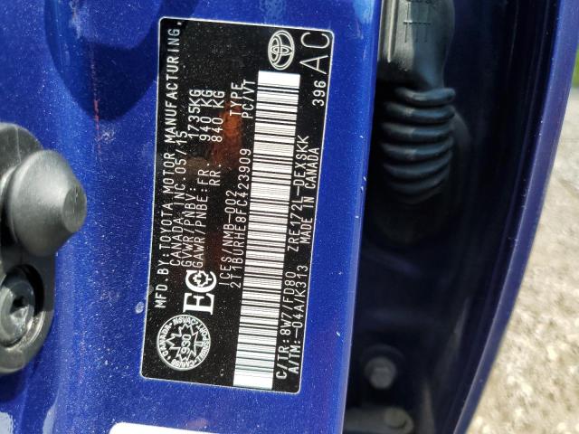 2T1BURHE8FC423909 - 2015 TOYOTA COROLLA L BLUE photo 12