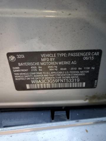 WBA3C3G59FNT53319 - 2015 BMW 320 I XDRIVE SILVER photo 12