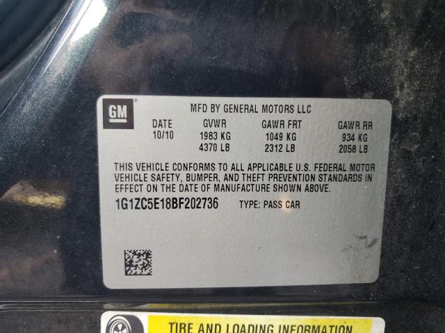 1G1ZC5E18BF202736 - 2011 CHEVROLET MALIBU 1LT BLACK photo 12