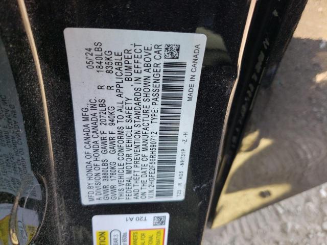 2HGFE2F56RH590712 - 2024 HONDA CIVIC SPORT BLACK photo 12
