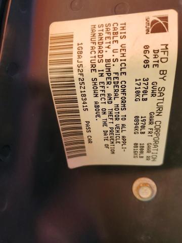 1G8AJ52F25Z183415 - 2005 SATURN ION LEVEL 2 BLUE photo 13
