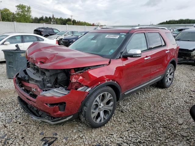 1FM5K8HT7KGA85387 - 2019 FORD EXPLORER PLATINUM RED photo 1