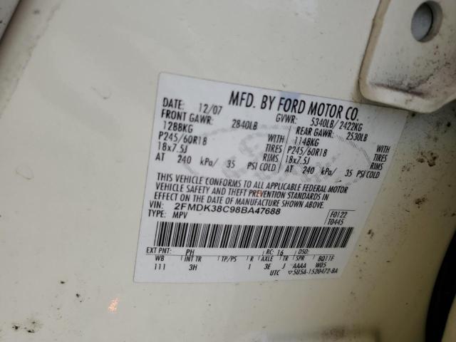 2FMDK38C98BA47688 - 2008 FORD EDGE SEL BEIGE photo 13