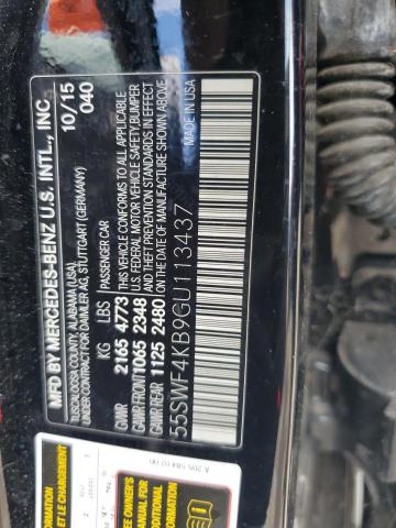 55SWF4KB9GU113437 - 2016 MERCEDES-BENZ C 300 4MATIC BLACK photo 12