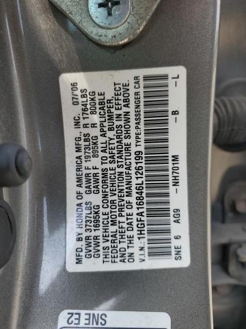 1HGFA16846L126199 - 2006 HONDA CIVIC EX GRAY photo 12