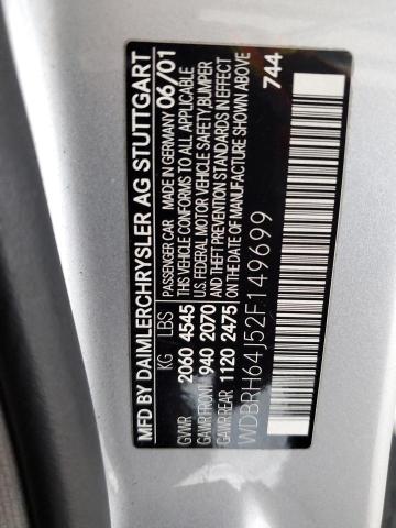 WDBRH64J52F149699 - 2002 MERCEDES-BENZ C 320 SILVER photo 12