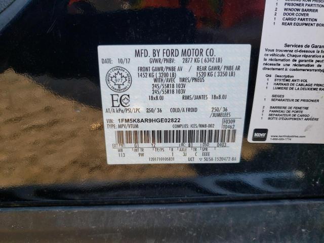 1FM5K8AR9HGE02822 - 2017 FORD EXPLORER POLICE INTERCEPTOR BLACK photo 13