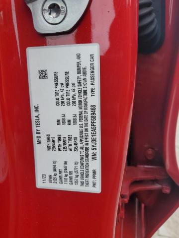 5YJ3E1EA5PF689468 - 2023 TESLA MODEL 3 RED photo 12