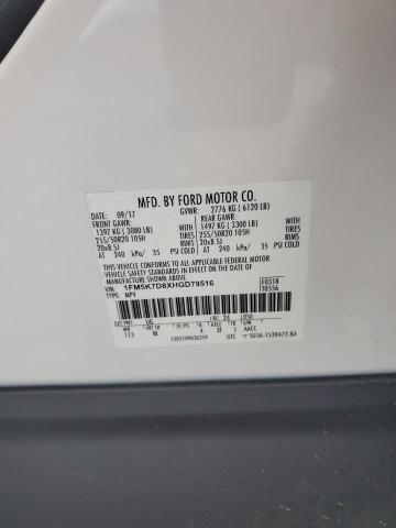 1FM5K7D8XHGD79516 - 2017 FORD EXPLORER XLT Ağ foto 14