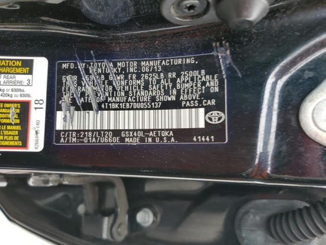 4T1BK1EB7DU055137 - 2013 TOYOTA AVALON BASE BLACK photo 12