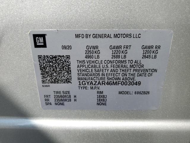 1GYAZAR46MF003049 - 2021 CADILLAC XT4 LUXURY SILVER photo 12