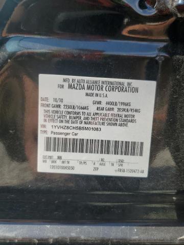 1YVHZ8CH5B5M01083 - 2011 MAZDA 6 I შავი ფოტო 12