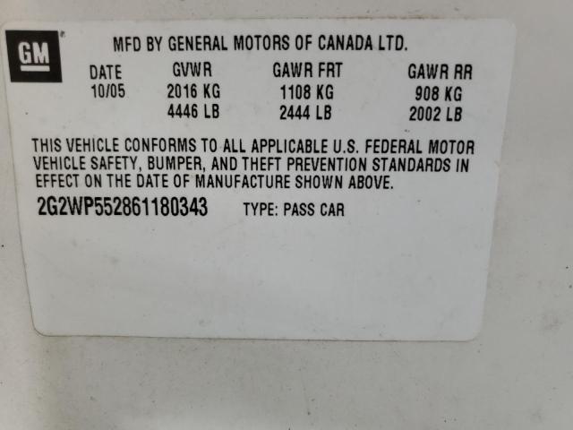 2G2WP552861180343 - 2006 PONTIAC GRAND PRIX 白色 照片 12