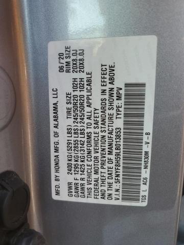 5FNYF8H59LB013853 - 2020 HONDA PASSPORT EXL رمادي صورة 14
