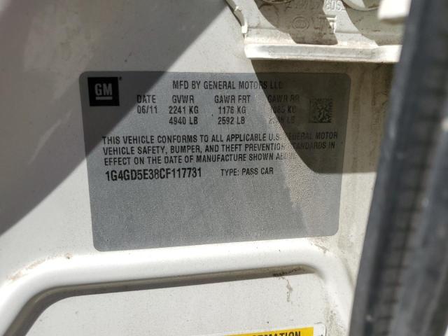 1G4GD5E38CF117731 - 2012 BUICK LACROSSE PREMIUM Սպիտակ լուսանկար 12