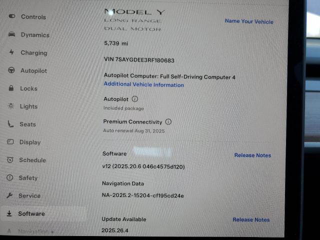 7SAYGDEE3RF180683 - 2024 TESLA MODEL Y BLUE photo 9