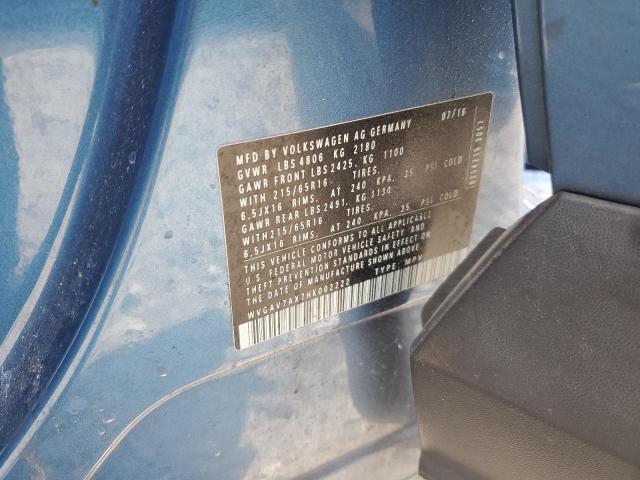 WVGAV7AX7HK002222 - 2017 VOLKSWAGEN TIGUAN S BLUE photo 13