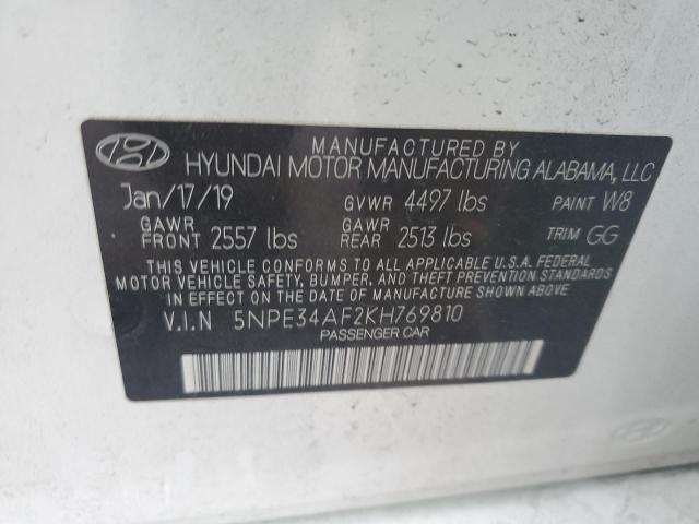 5NPE34AF2KH769810 - 2019 HYUNDAI SONATA LIMITED WHITE photo 13