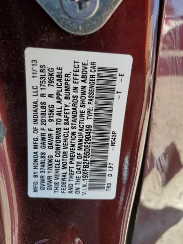 19XFB2F55DE290459 - 2013 HONDA CIVIC LX MAROON photo 12