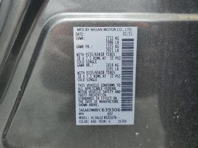 5N1AR2MN8FC639306 - 2015 NISSAN PATHFINDER S Grau Foto 13