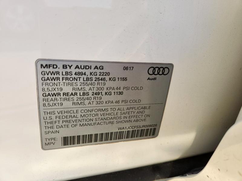 WA1JCCFS3JR009028 - 2018 AUDI Q3 PREMIUM PLUS Білий фото 12
