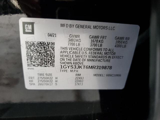 1GYS3JKT6MR319878 - 2021 CADILLAC ESCALADE ESV LUXURY BLACK photo 13