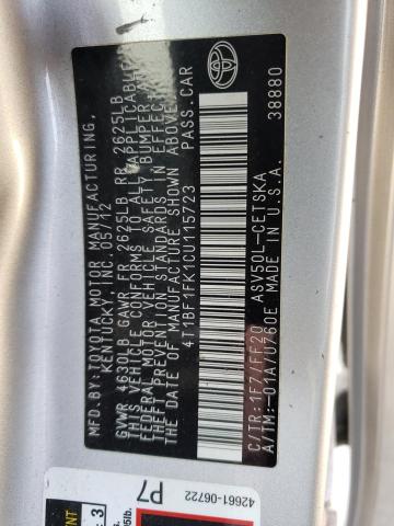 4T1BF1FK1CU115723 - 2012 TOYOTA CAMRY BASE SILVER photo 12