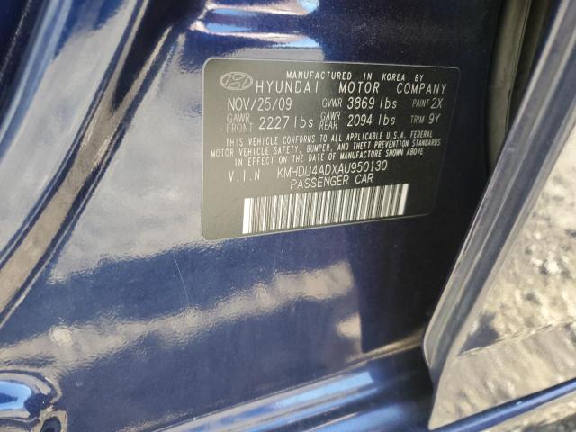 KMHDU4ADXAU950130 - 2010 HYUNDAI ELANTRA BLUE BLUE photo 12