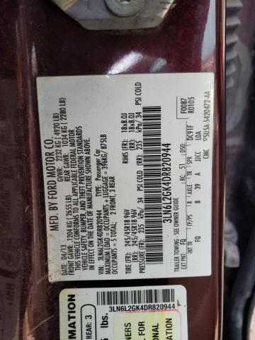 3LN6L2GK4DR820944 - 2013 LINCOLN MKZ MAROON photo 13