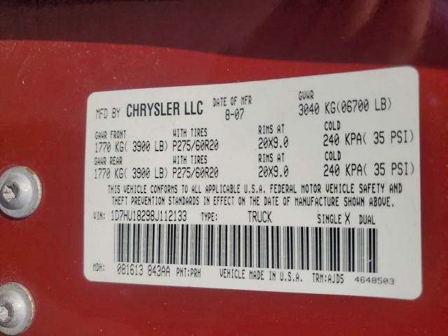 1D7HU18298J112133 - 2008 DODGE RAM 1500 ST RED photo 12