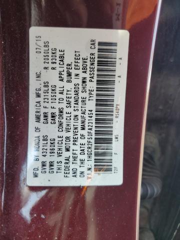 1HGCR2F50FA231454 - 2015 HONDA ACCORD SPORT RED photo 13