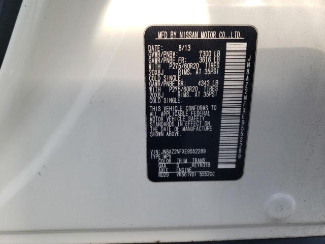 JN8AZ2NFXE9552289 - 2014 INFINITI QX80 WHITE photo 13