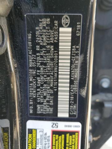4T1G11AK8NU700801 - 2022 TOYOTA CAMRY SE 黑色 照片 12