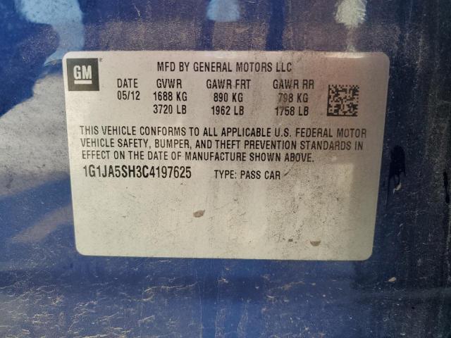 1G1JA5SH3C4197625 - 2012 CHEVROLET SONIC LS BLUE photo 12