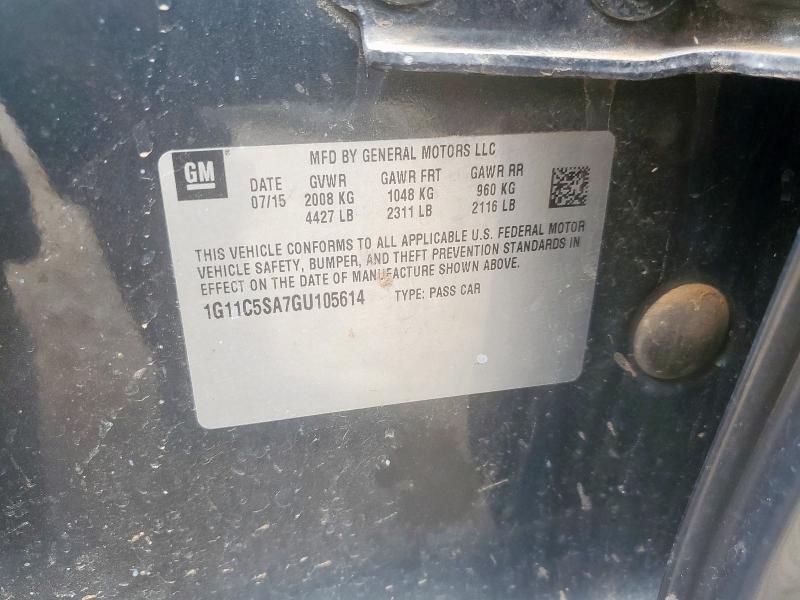 1G11C5SA7GU105614 - 2016 CHEVROLET MALIBU LIM LT CHARCOAL photo 12