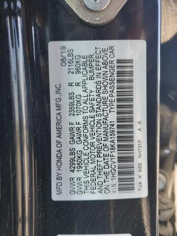 1HGCV1F18KA159741 - 2019 HONDA ACCORD LX BLACK photo 13