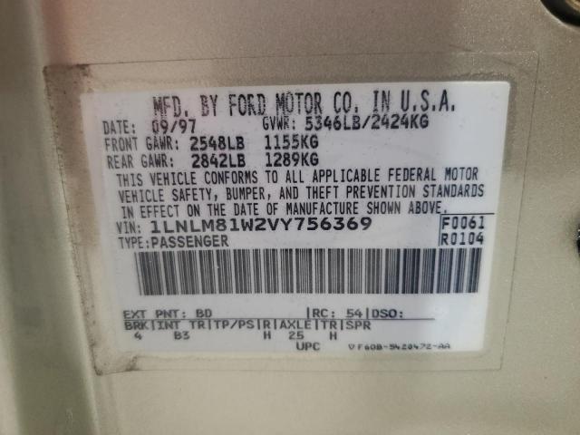 1LNLM81W2VY756369 - 1997 LINCOLN TOWN CAR EXECUTIVE ذهبي صورة 12