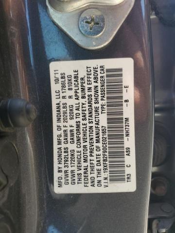 19XFB2F90CE021657 - 2012 HONDA CIVIC EXL GRAY photo 13